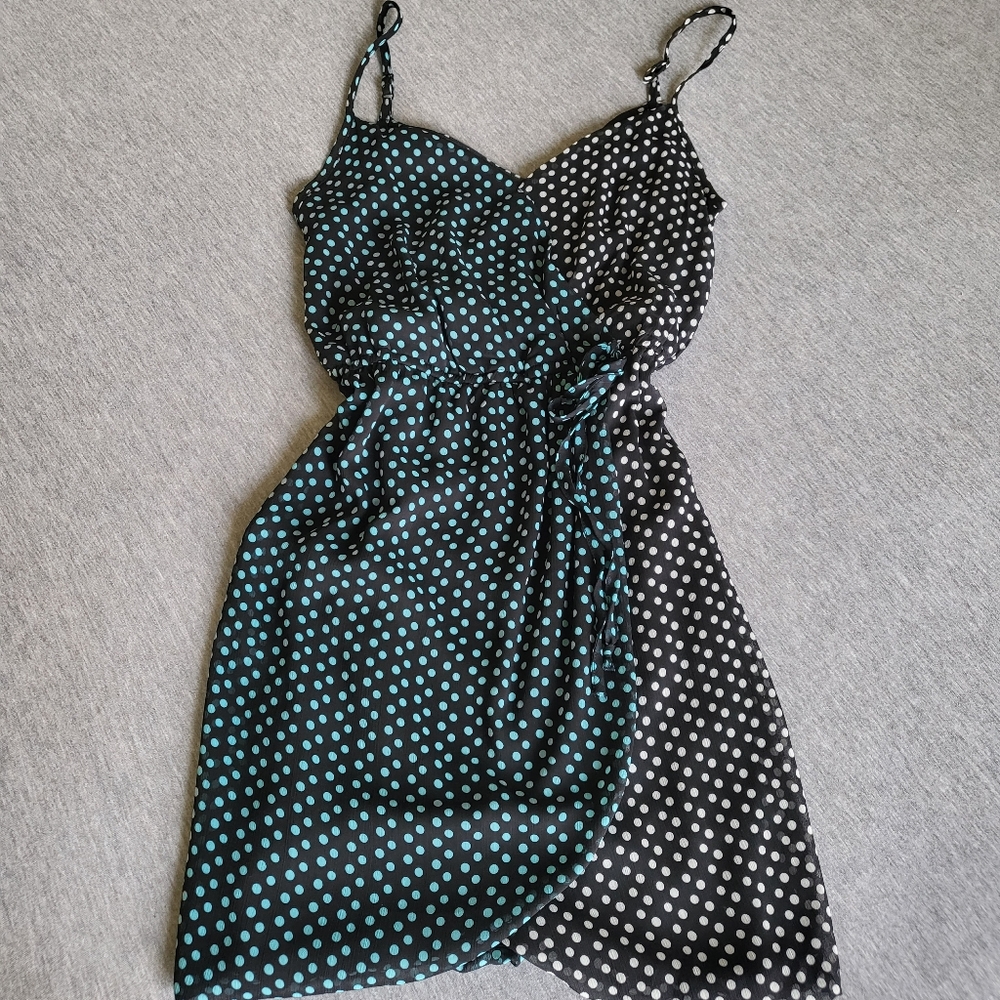 BeBop junior polka dot wrap dress tie waist